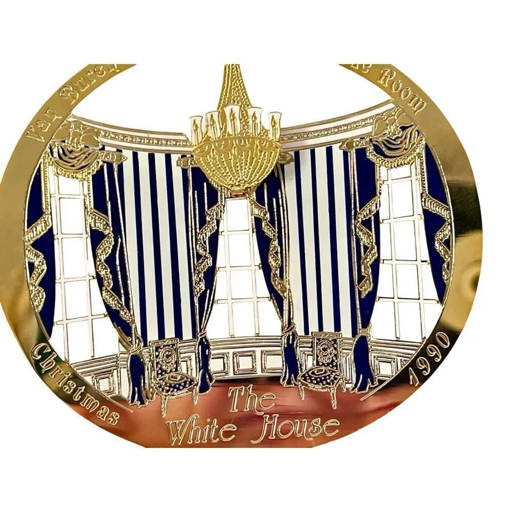 1990 White House Ornament: Martin Van Buren House, Blue Room Gold Brass